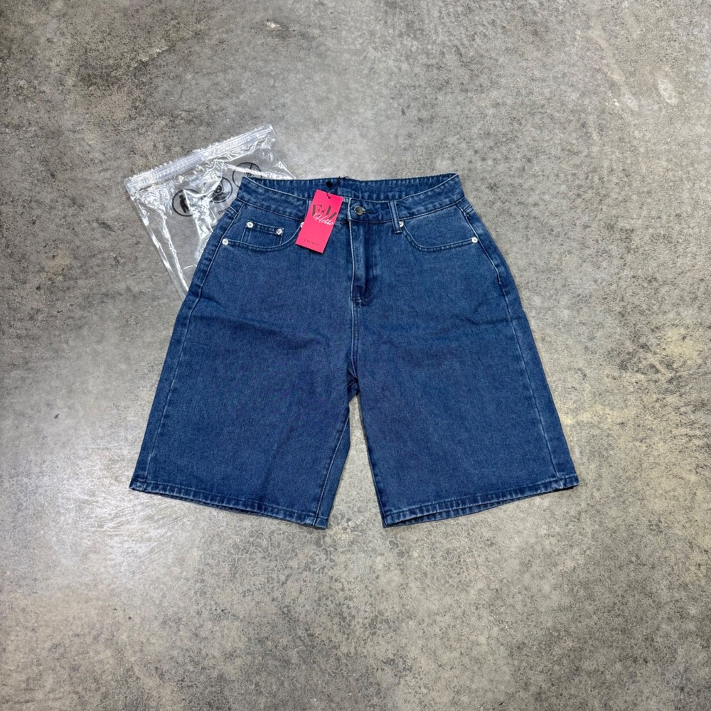 Emmiol Shorts Women M Blue Denim Jorts High Waisted Five Pocket Relaxed Fit
